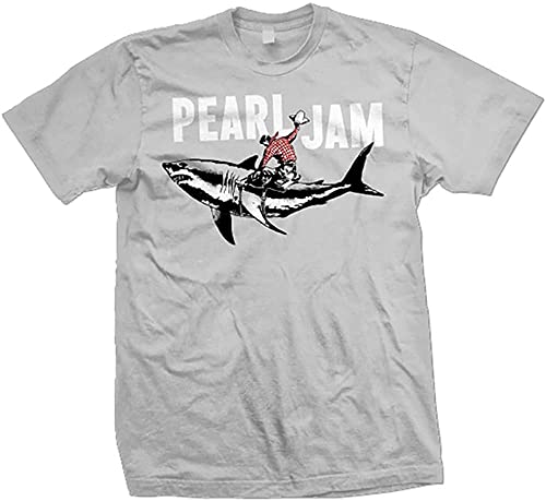 Pearl Jam Vedder Shark Cowboy Officially Licensed Mens T-shirt Silver