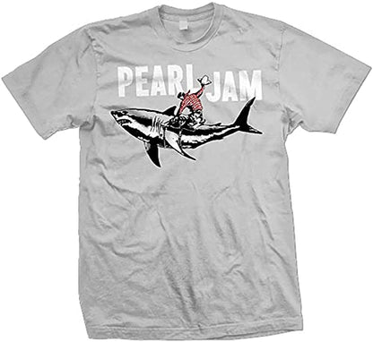Pearl Jam Vedder Shark Cowboy Officially Licensed Mens T-shirt Silver
