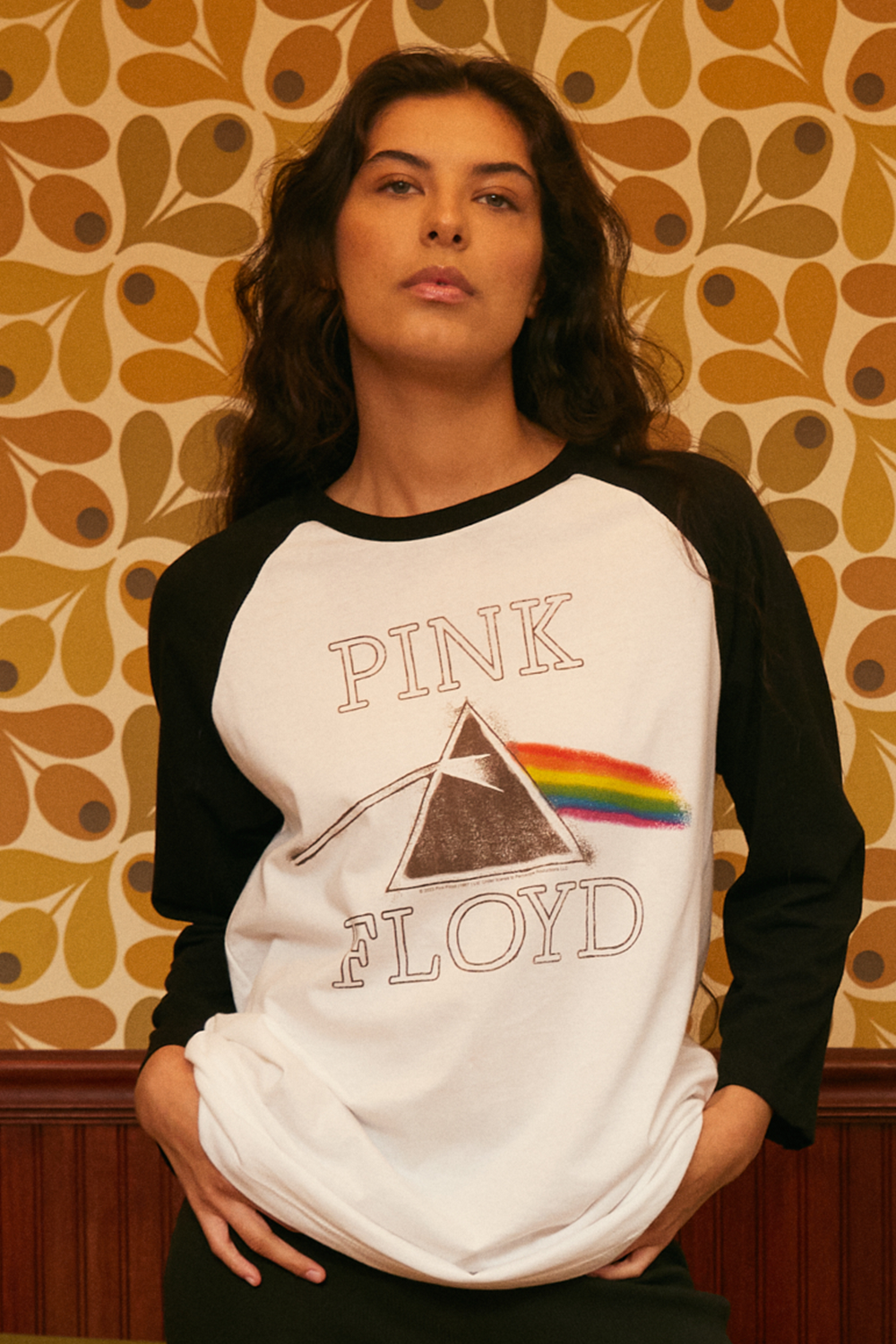 Pink Floyd Womens Raglan Long Sleeve Baseball Tee T Shirt White Black