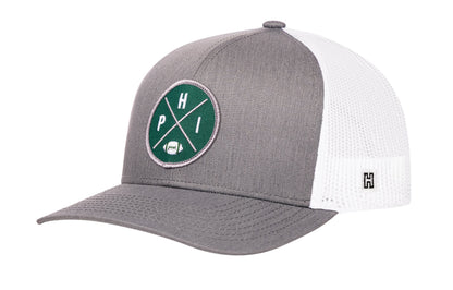 Philadelphia Trucker Haka Hat Black PHI X Football Snapback