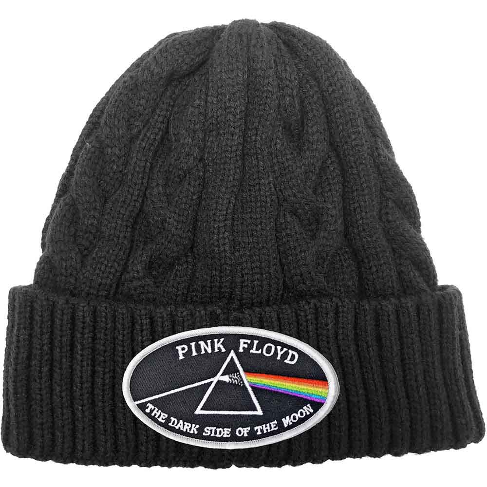 Pink Floyd The Dark Side of the Moon White Border Beanie Hat Black
