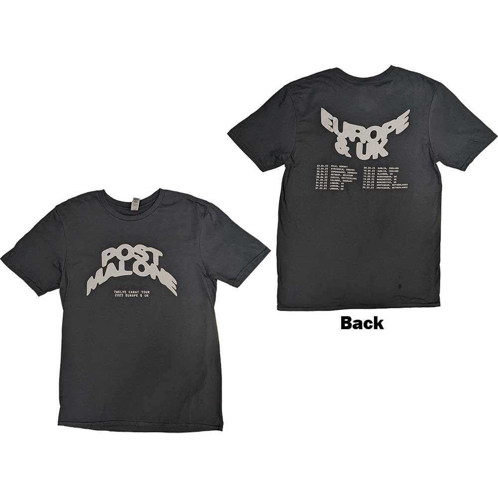 Post Malone Curved Logo 2023 Tour Dates Mens T Shirt