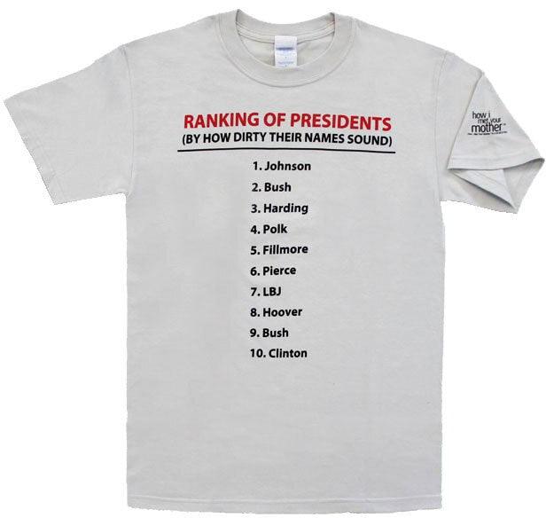 Presidents Ranking By Dirty Names T Shirt