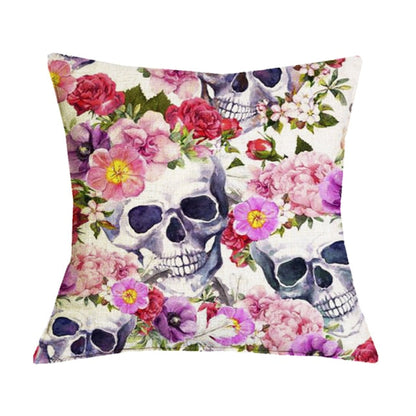 Floral Skull Print Throw Pillows Cover