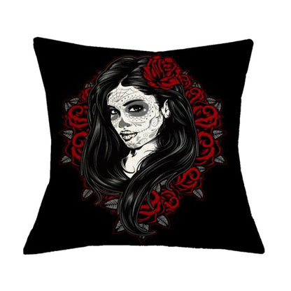 Floral Skull Print Throw Pillows Cover