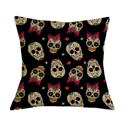 Floral Skull Print Throw Pillows Cover
