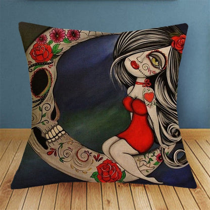 Scary Skull Printed Cushion Cover