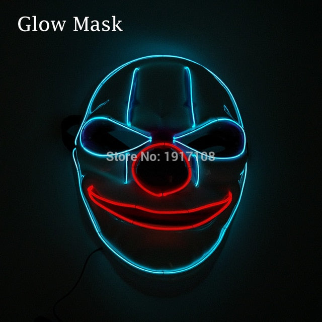 LED Neon Light Horror Masks Set