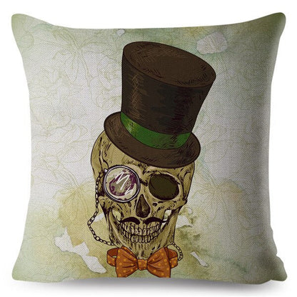 Flower Skull Print Cushion Covers