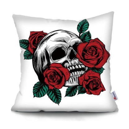 Skull Head Flowers Print Cushion Cover Throw Pillows Covers