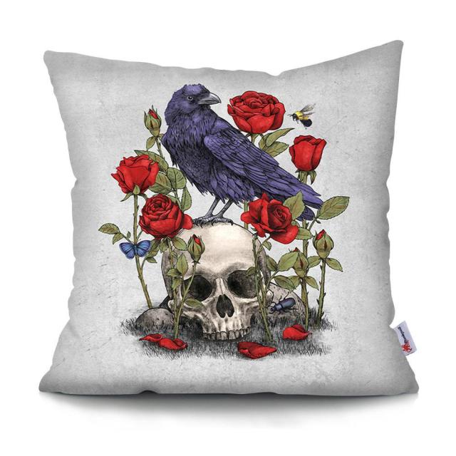 Skull Head Flowers Print Cushion Cover Throw Pillows Covers