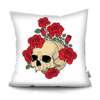 Skull Head Flowers Print Cushion Cover Throw Pillows Covers