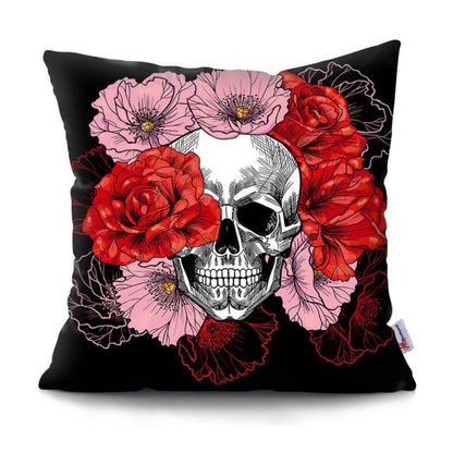 Skull Head Flowers Print Cushion Cover Throw Pillows Covers