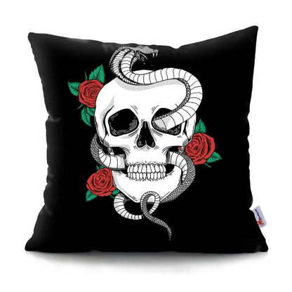 Skull Head Flowers Print Cushion Cover Throw Pillows Covers
