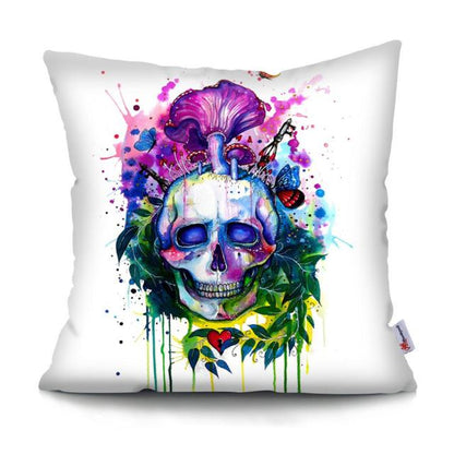 Skull Head Flowers Print Cushion Cover Throw Pillows Covers