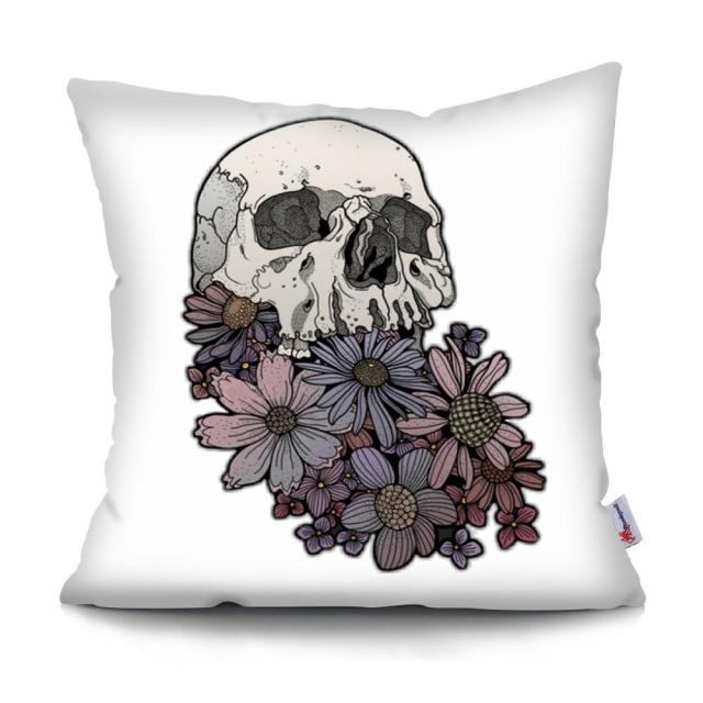 Skull Head Flowers Print Cushion Cover Throw Pillows Covers