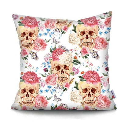 Skull Head Flowers Print Cushion Cover Throw Pillows Covers