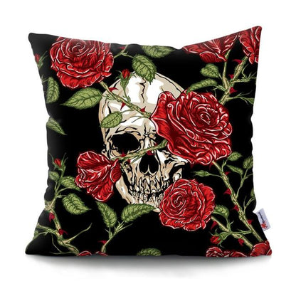 Skull Head Flowers Print Cushion Cover Throw Pillows Covers