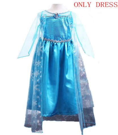 Princess Girls Elsa Cosplay Halloween Dress