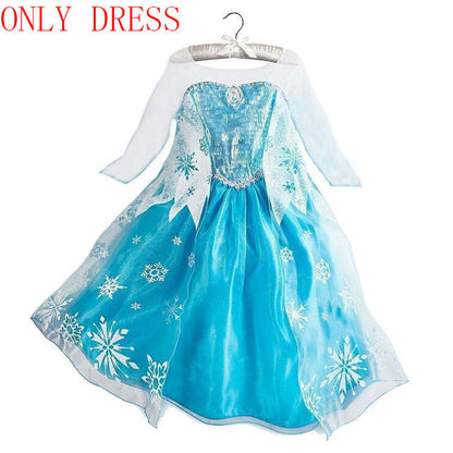 Princess Girls Elsa Cosplay Halloween Dress