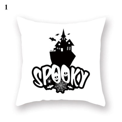 Halloween Series  Peach Skin Pillowcase Black White Skull