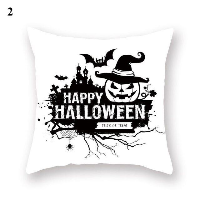 Halloween Series  Peach Skin Pillowcase Black White Skull