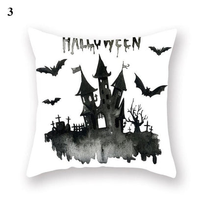 Halloween Series  Peach Skin Pillowcase Black White Skull