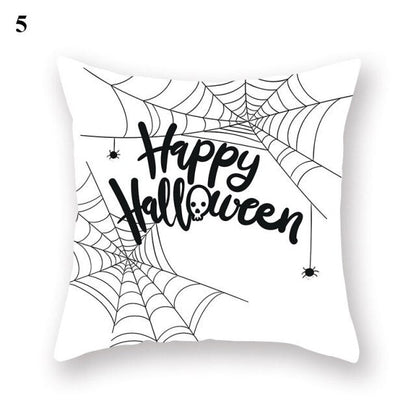 Halloween Series  Peach Skin Pillowcase Black White Skull