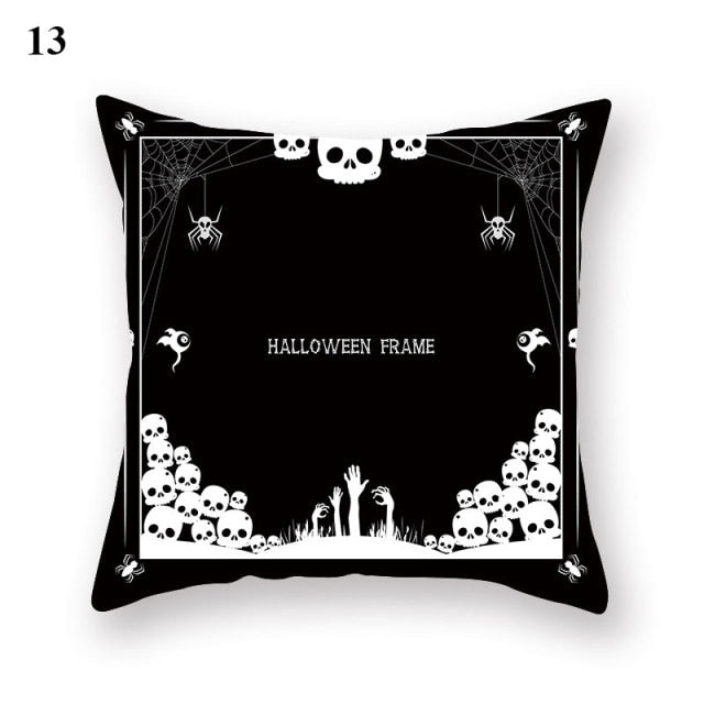 Halloween Series  Peach Skin Pillowcase Black White Skull