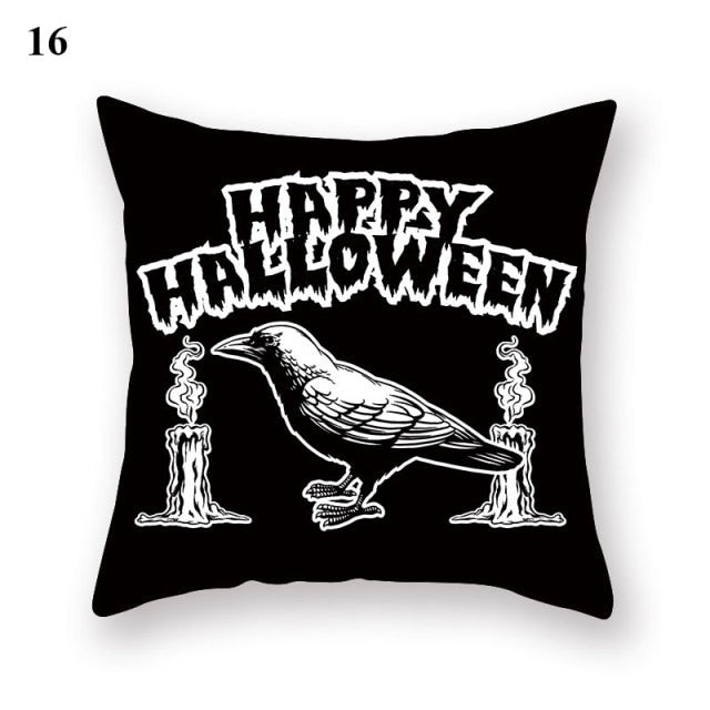 Halloween Series  Peach Skin Pillowcase Black White Skull
