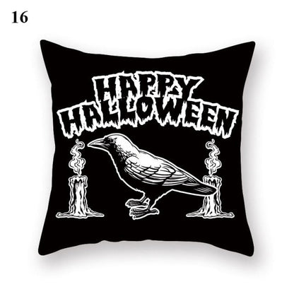 Halloween Series  Peach Skin Pillowcase Black White Skull