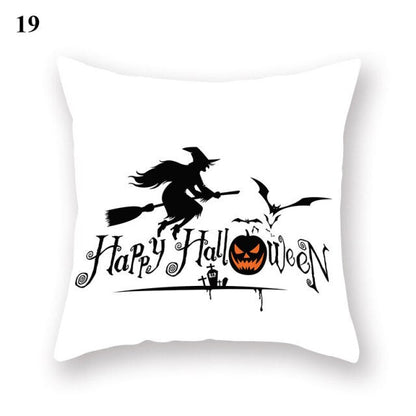 Halloween Series  Peach Skin Pillowcase Black White Skull