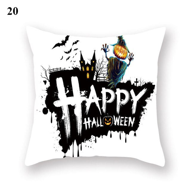 Halloween Series  Peach Skin Pillowcase Black White Skull