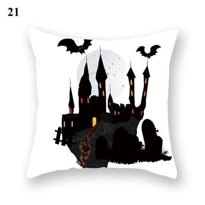 Halloween Series  Peach Skin Pillowcase Black White Skull