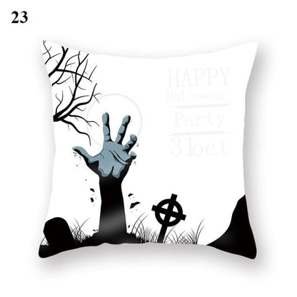 Halloween Series  Peach Skin Pillowcase Black White Skull