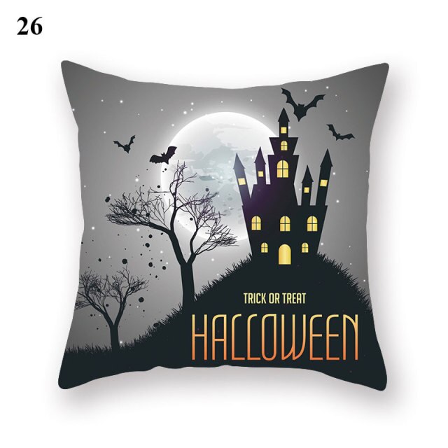 Halloween Series  Peach Skin Pillowcase Black White Skull