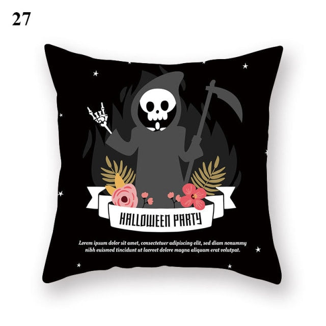 Halloween Series  Peach Skin Pillowcase Black White Skull