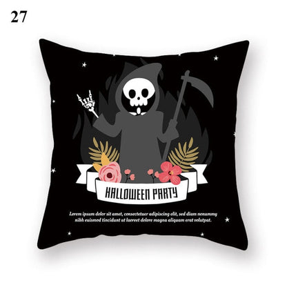 Halloween Series  Peach Skin Pillowcase Black White Skull