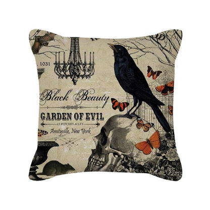Halloween Pillow Case Orange and Black Scary