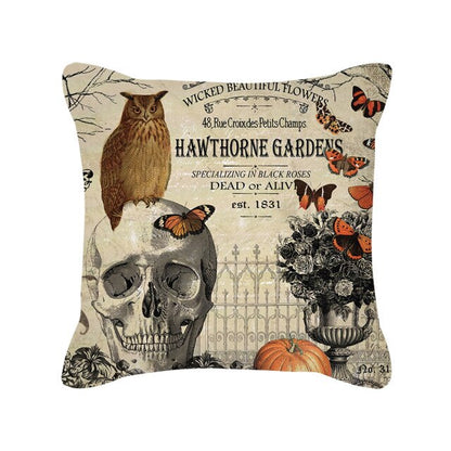 Halloween Pillow Case Orange and Black Scary