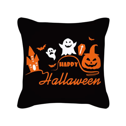 Halloween Pillow Case Orange and Black Scary