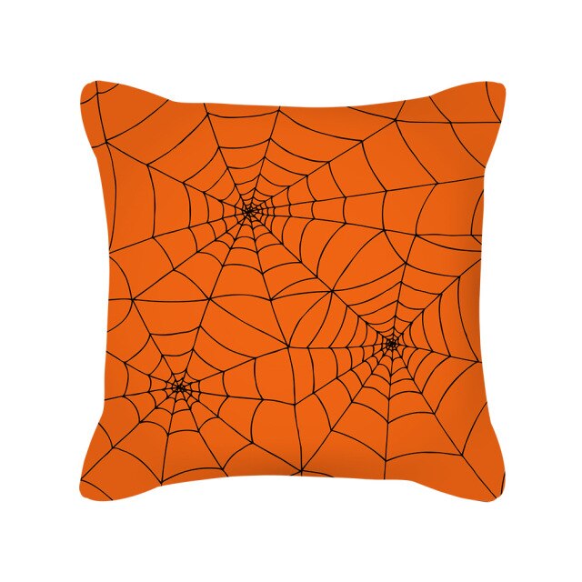 Halloween Pillow Case Orange and Black Scary