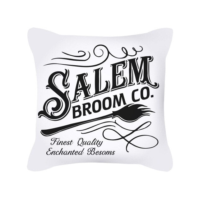 Halloween Pillow Case Orange and Black Scary