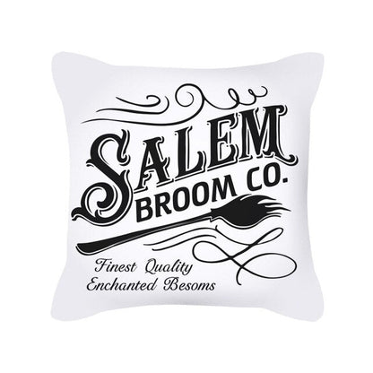 Halloween Pillow Case Orange and Black Scary
