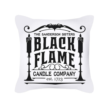 Halloween Pillow Case Orange and Black Scary