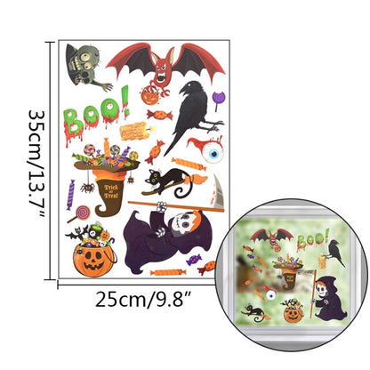 Cartoon Pumpkin Bat Halloween Wall Stickers