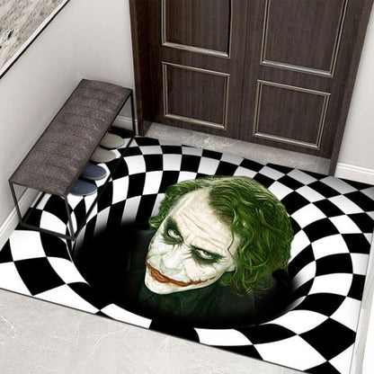 3D Scary Clown Trap Visual Carpet Rug Mat For Halloween