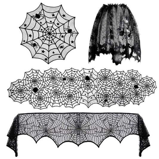 Halloween Decorative Lace Spider Web Skeleton