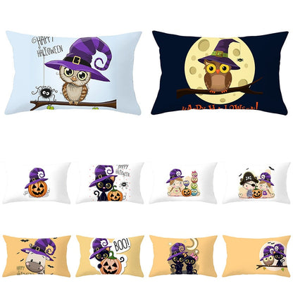 Colorful Pumpkin Funny Owl Printed Lumbar