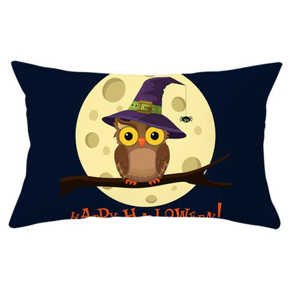 Colorful Pumpkin Funny Owl Printed Lumbar